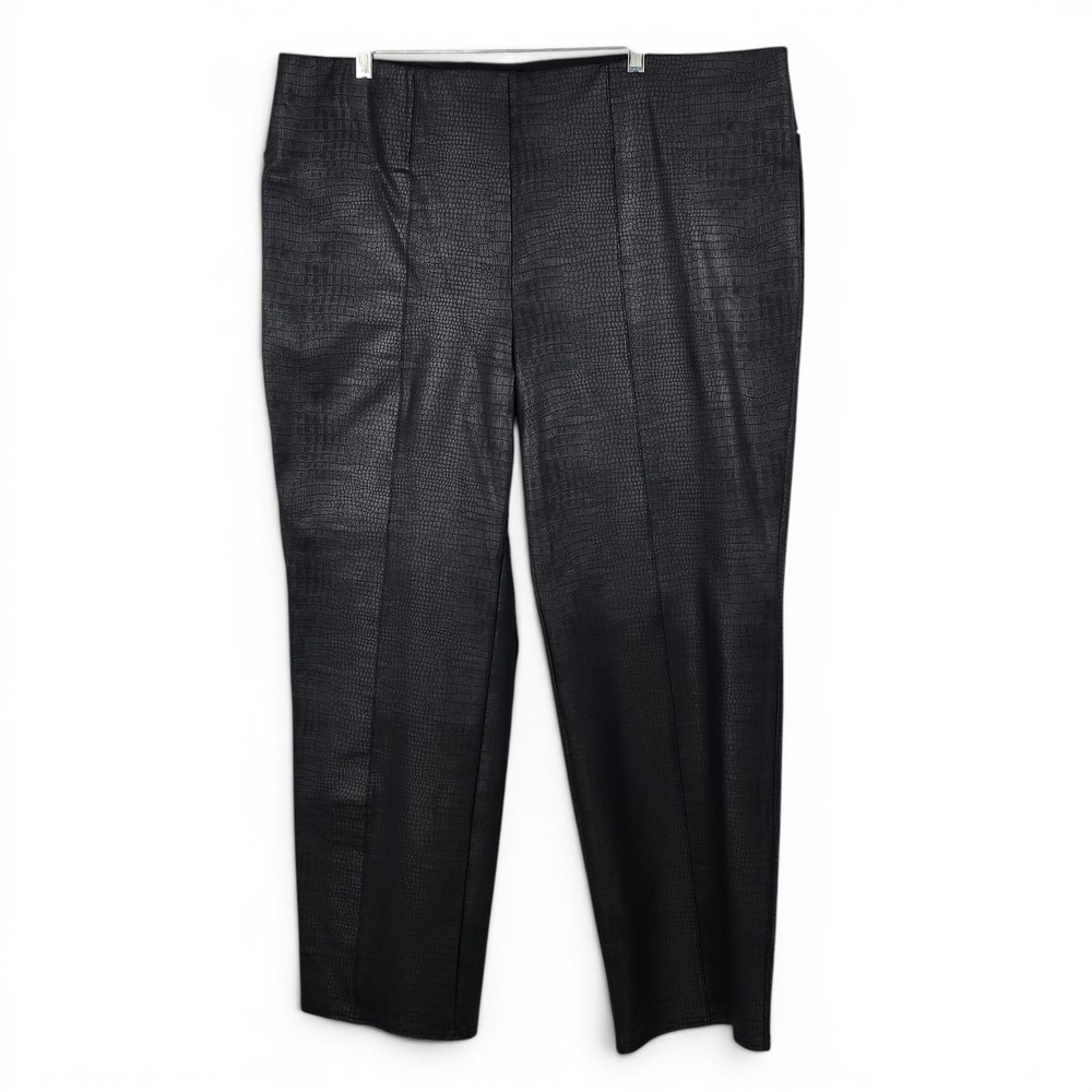 Slim Factor by Investments Black Croc Embossed Faux Leather Pants 3X Regular